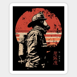 Samurai Firefighter Japanese Hero Vintage Propaganda Poster Sticker